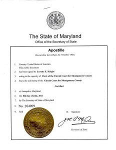 Sample of US Apostille Certified Stamp